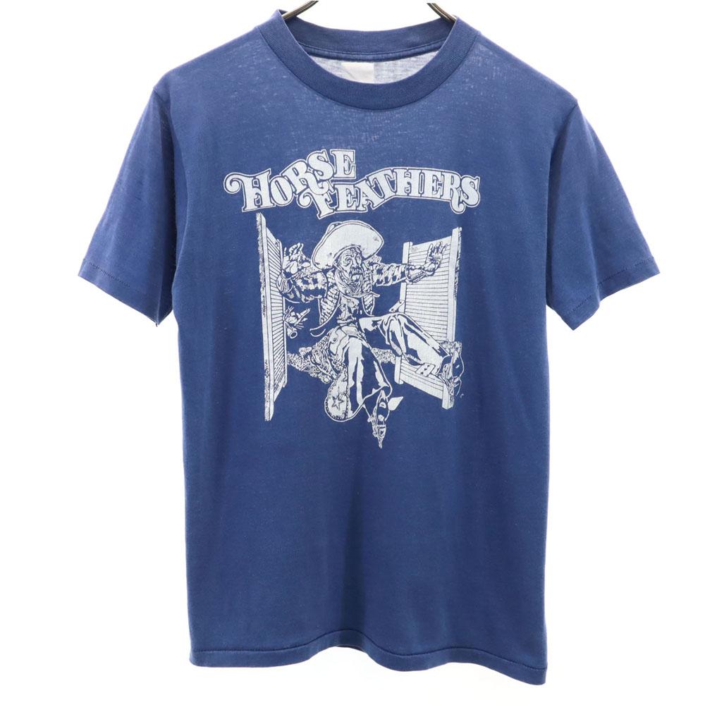 

VINTAGE 70s 80s Print Short sleeve T-shirt Blue Women Used