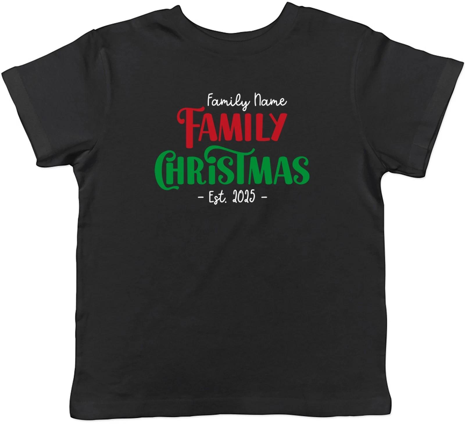 

Personalised Family Christmas Any Name Est Year Kids T-Shirt Boys Girls Gift 110