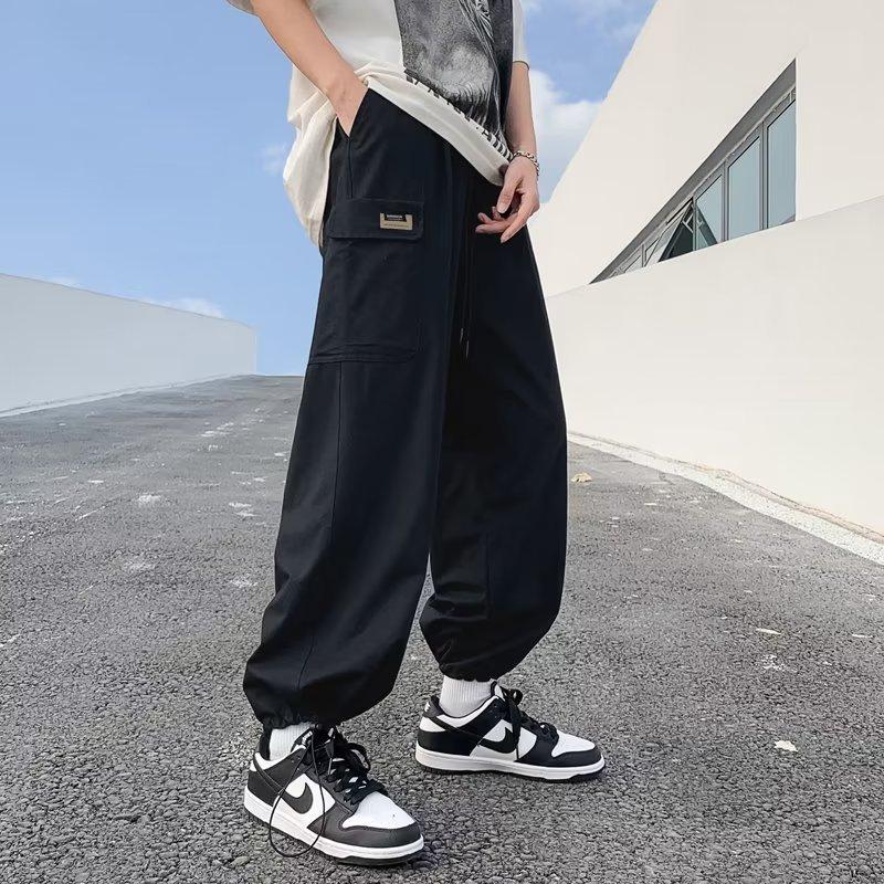 Overalls Men's Spring and Summer New Korean Version of Trendy Brand Ins Loose Solid Color Casual Pants Student Fashion Cotton Leggings
