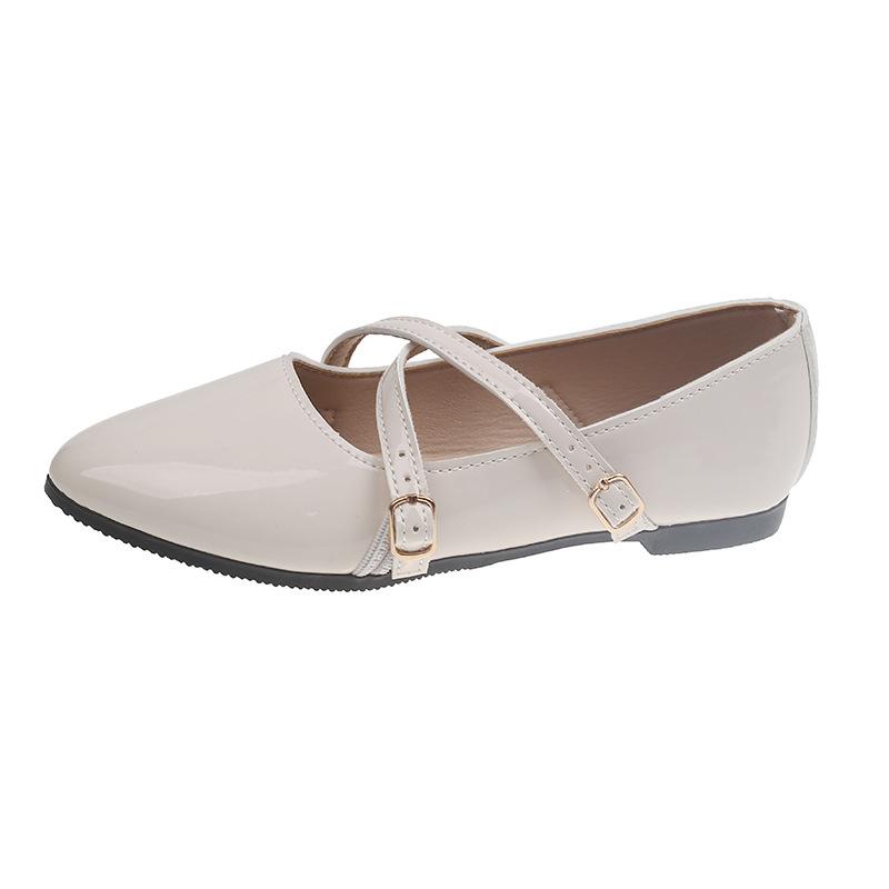 Korean version of square head French cross buckle Mary Jane single shoes women's new low-heeled soft-soled light-mouth small leather shoes