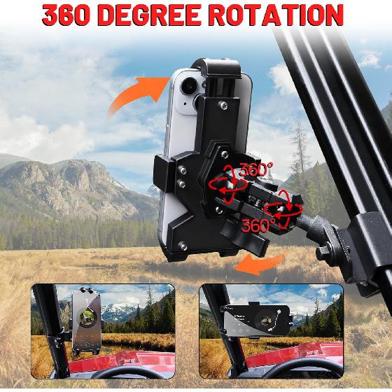 StarknightMT UTV Phone Mount For Pro-Fit Cage 360° Adjustable Aluminum Alloy 8 Claws SXS Phone Mount Heavy Duty Cell Phone Holder For Defender