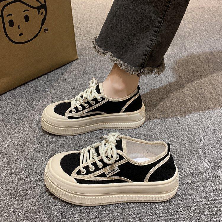 

Дышащие маленькие белые туфли женские туфли 2025 новая летняя сетчатая обувь популярные универсальные на толстой подошве на шнуровке тонкие повседневные кеды 40 чёрный