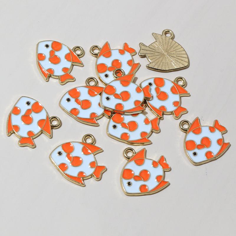 20pcs Enamel Fish Charms Pendant 15x14mm DIY Jewelry Making Accessories Findings for Earrings Necklace Bracelets Crafts