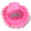 Pink Top Hat Crown Western Cowboy Hat Halloween Feather Edge Carnival Party Hat