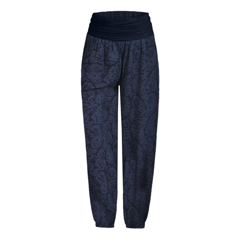 Pantaloni Harem Bohemien da Donna a Vita Alta Pantaloni Yoga con Elastico in Vita Tessuto Leggero e Traspirante