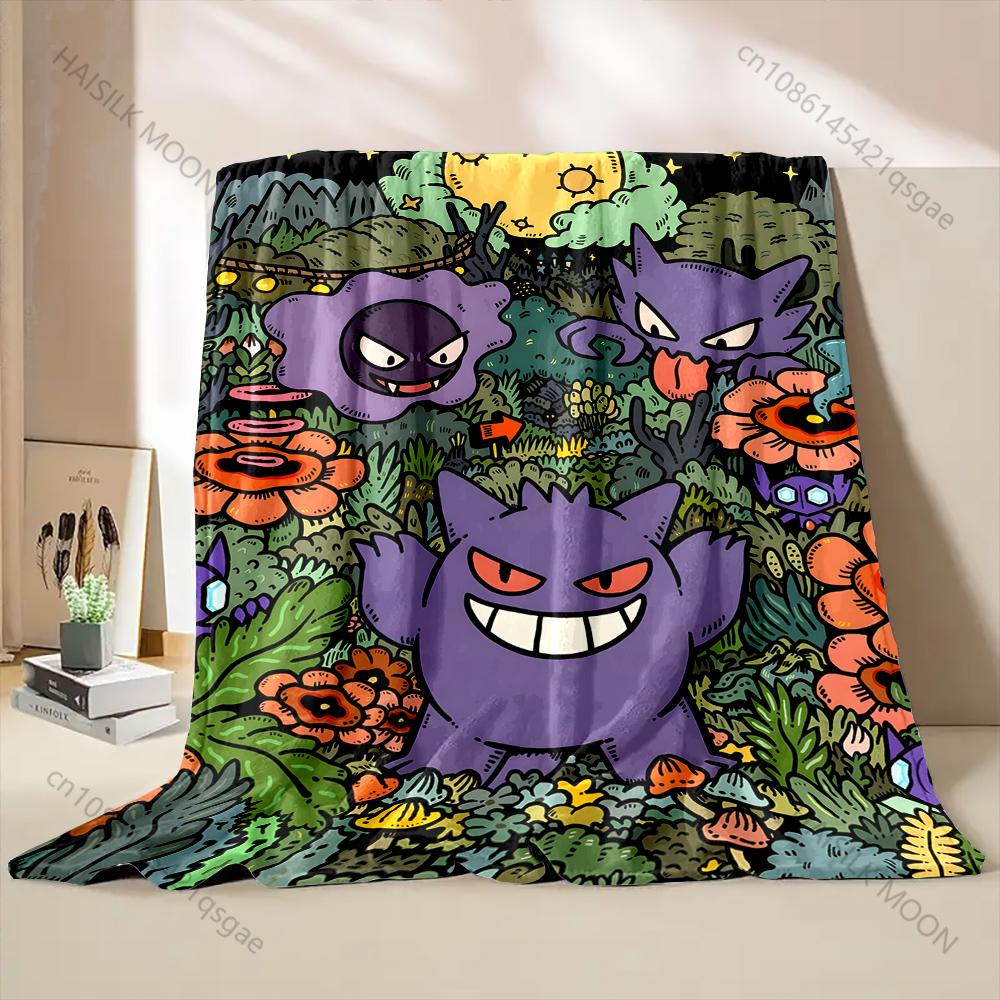 New Product Japan Pokemon Gengar Print Blanket for Home Sofa Travel Office Break Blanket Children Student Kids Luxury Gifts