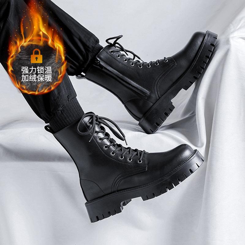 

Мужские ботинки Мартин, британские ботинки с высоким берцем, мягкая кожа, новая кожаная обувь средней высоты, черные рабочие ботинки Челси, короткие ботинки 44