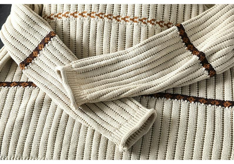 Women's Retro Striped Jacquard Knit Sweater - Loose Fit, Plus Size, Cozy Autumn/Winter Pullover