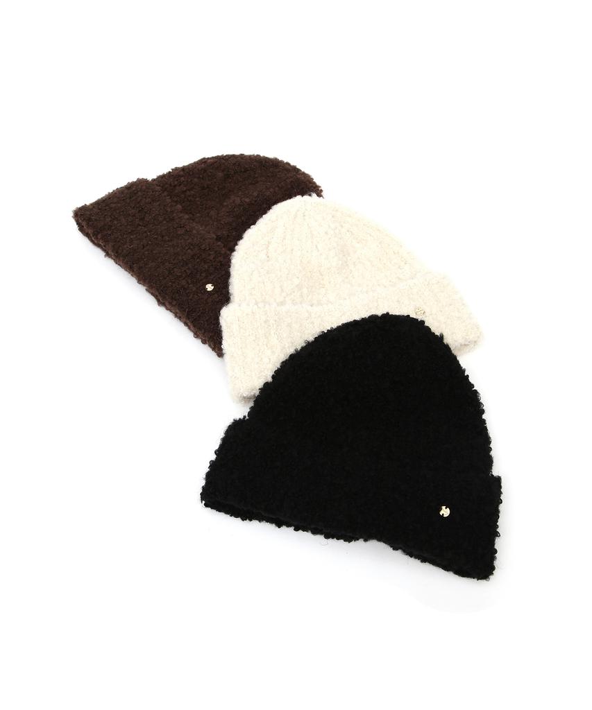 Eondeokeonteulolseutyudio Boucle Winter Beanie Fluffy Beanie / Mohair Boucle / Cream