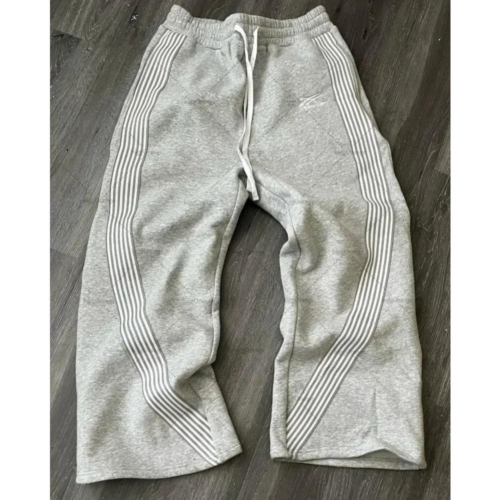 Kuake Duan Amerikaanse Letter Patch Retro Dubbellaags Ontwerp Y2K Broek Baggy Joggingbroek Heren Hip Hop Gothic Elastische Taille Jogging Casual Broek S