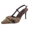 Elegant Pointed Toe Slingback Pumps for Women Embroidery Stiletto Heeled Party Dress Shoes Woman Metal Chain High Heels Sandals
