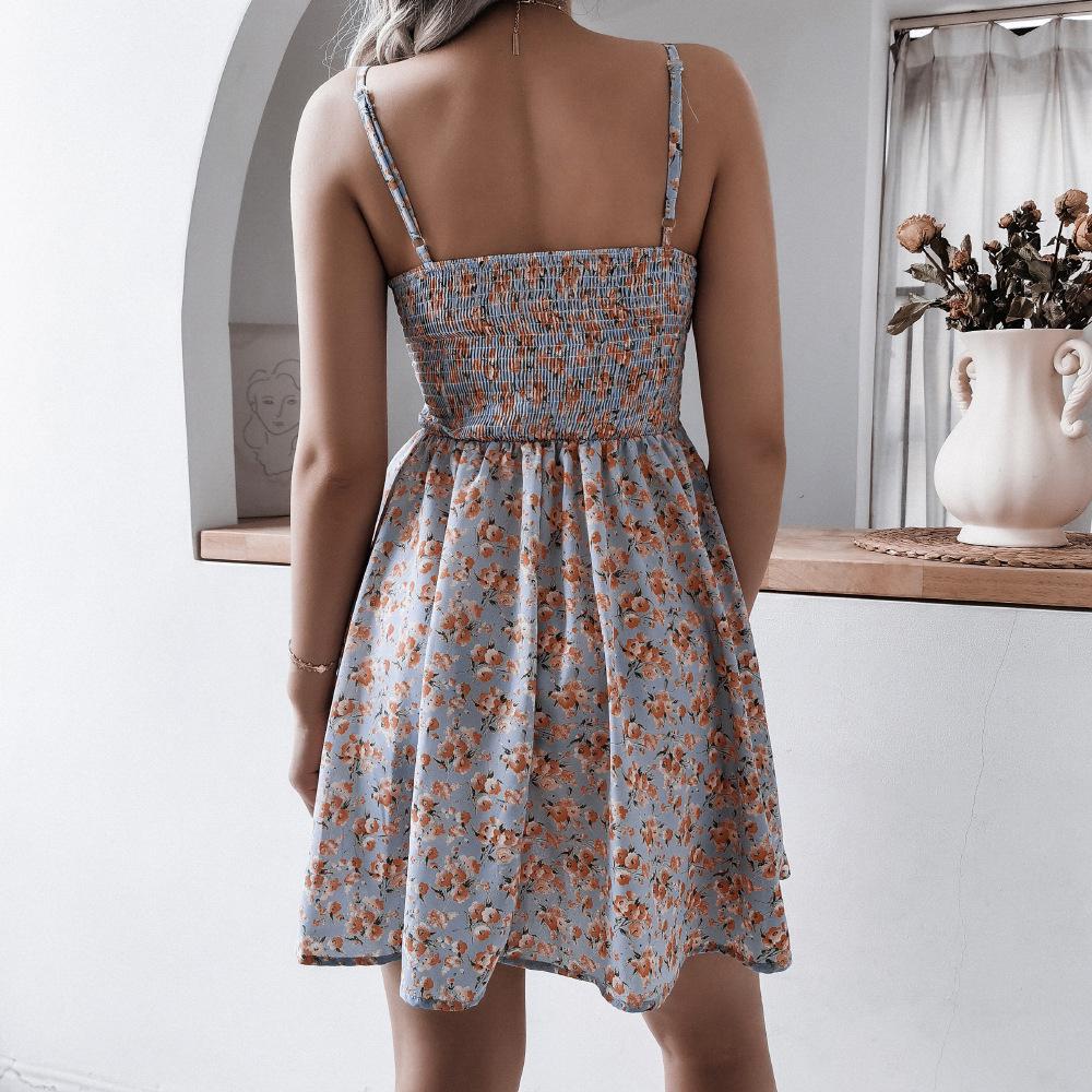 chiffon sling knee woman dress A-line V Neck Short Sleeve Knee-Length Chiffon Bridesmaid Dress with Pleated Ruffles S7437B - Bridesmaid Dresses