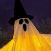 Lighted Ghost Pendant Halloween Hanging with Witch Hat, Light Up Spooky Tree Decorations Outdoor Decor for Porch Tree, Haunted House Scene Ornament
