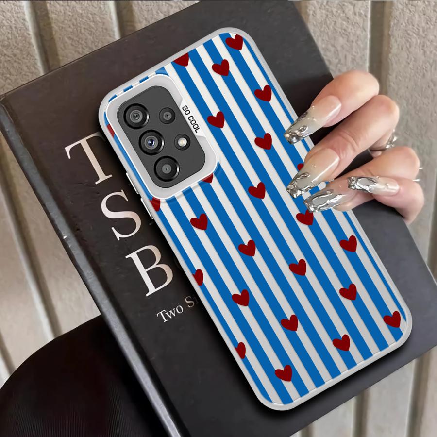Case for Samsung Galaxy A12 A26 A13 A14 A17 A20s A31 A24 A25 A21s A23 A34 A15 A16 A35 Phone Cover Stripe Love Heart