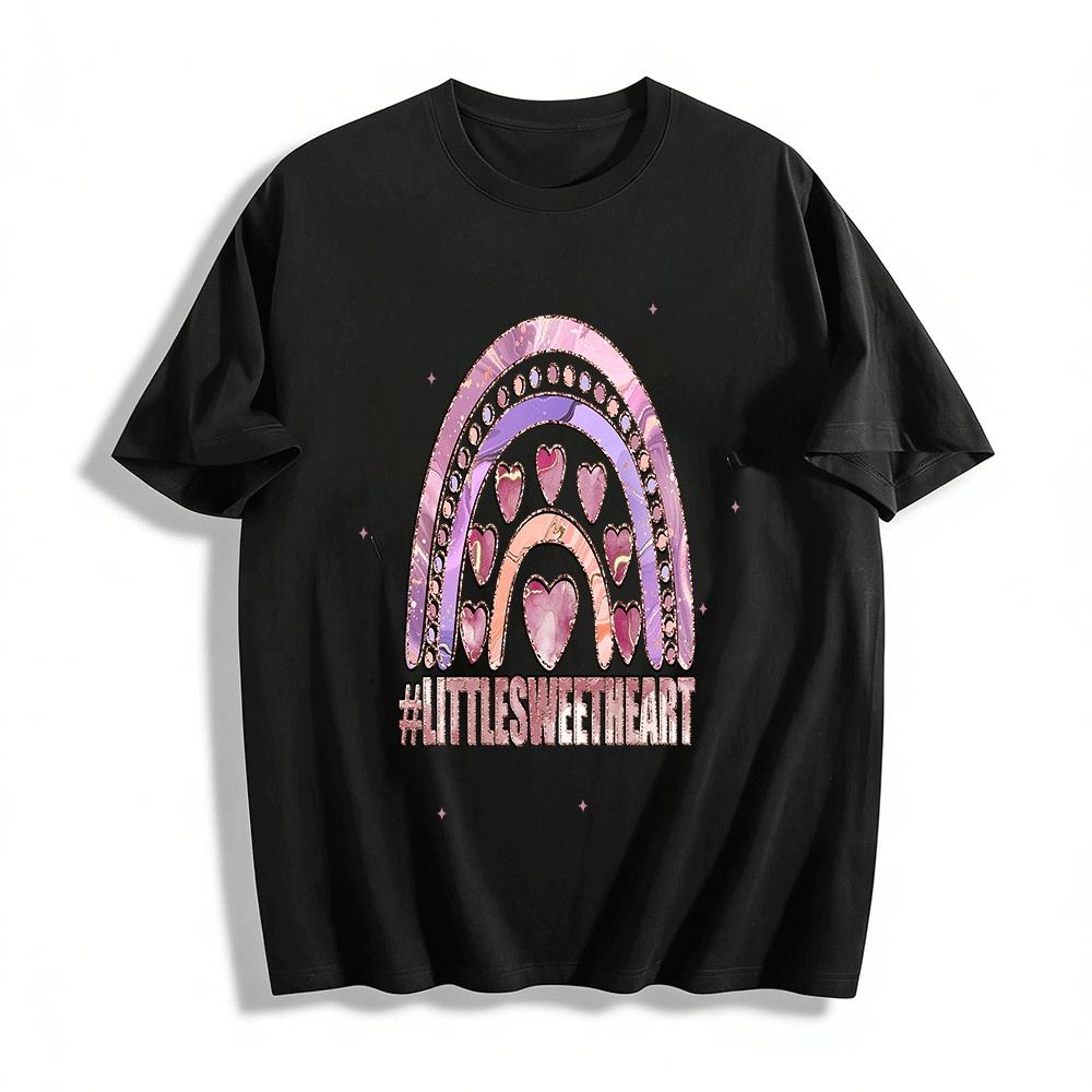 

Little Sweetheart Heart Rainbow Print Toddler Girls Casual Tee Pure cotton T-shirt 6XL