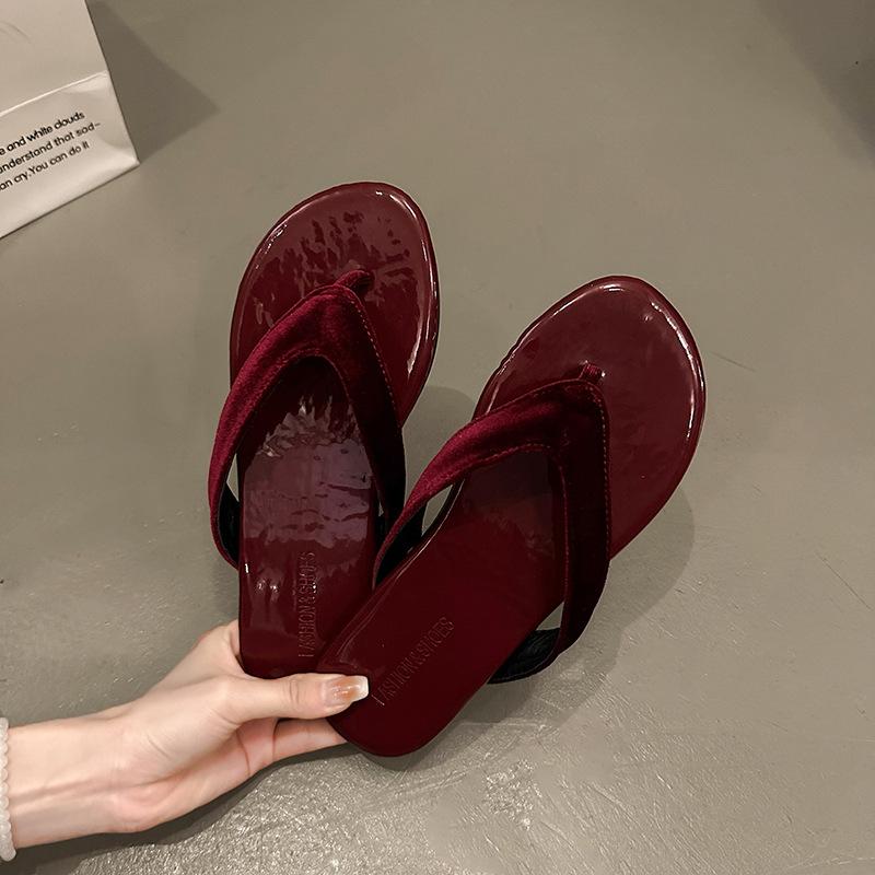 Fashion flat-bottomed silver flip-flops women's summer wear leopard print cool slippers seaside pinch women's shoes shoes