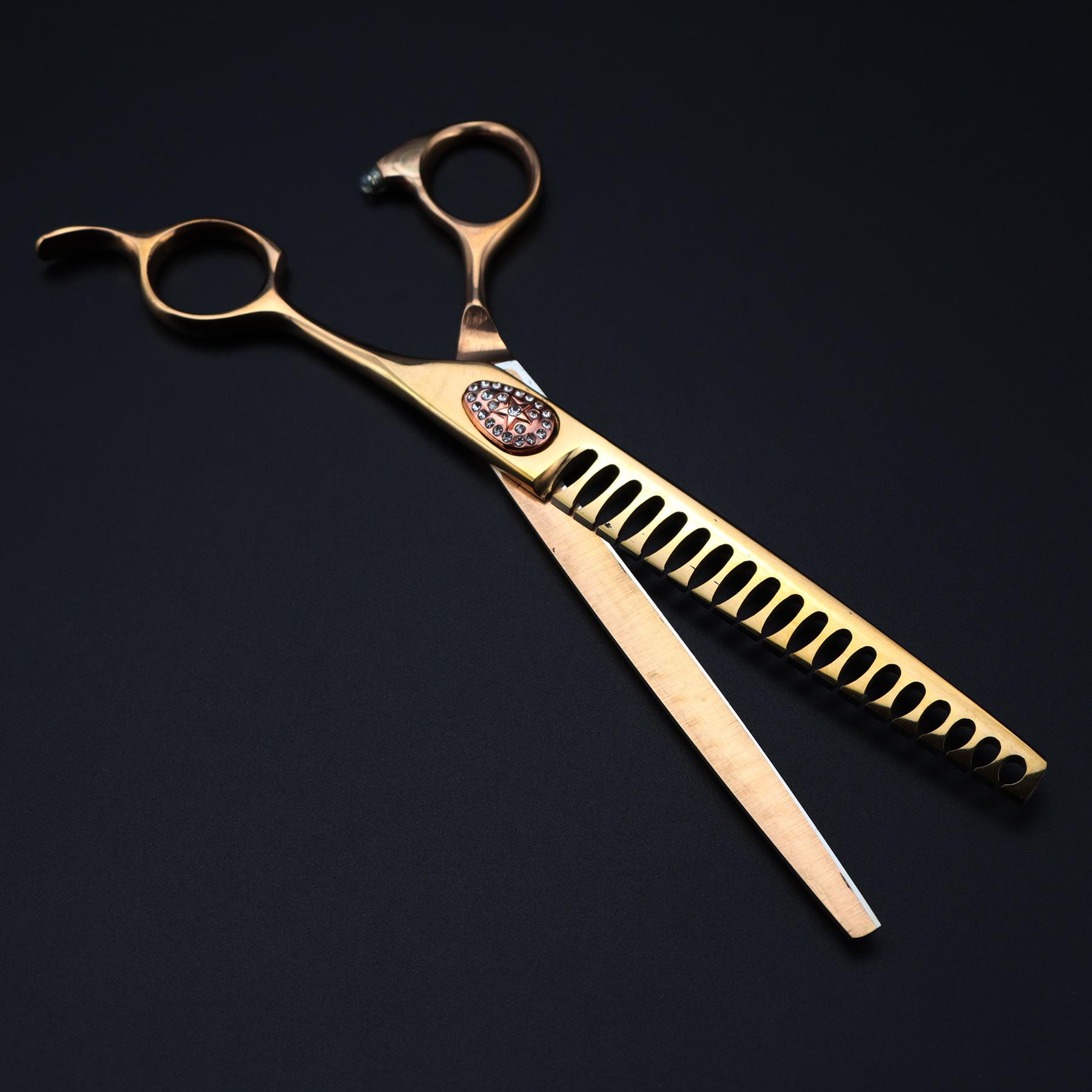 7.0 Inch Real Gold Fishbone Tooth Pet Thinning Shears