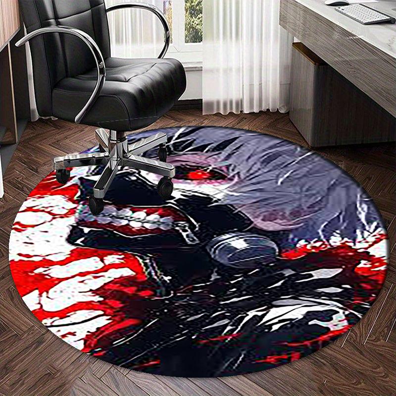 Tokyo Ghoul Printed Round Rug Carpet Chair Rug Area Rug Entryway Doormats,for Office Chair Living Room Bedroom Kitchen Room.