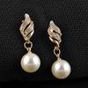 Trendy Women Crystal Earrings Korean Style Pendant Spiral Pearl Necklace Rhinestone Jewelry Set