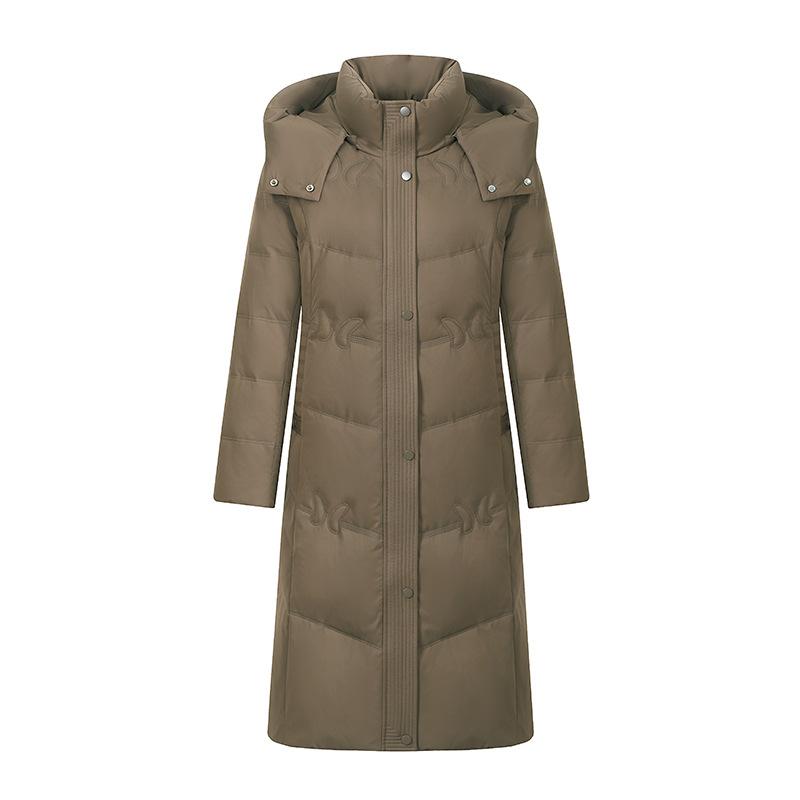 Human Down Jacket Women's Long Winter White Duck Down Knee Thickened Coat