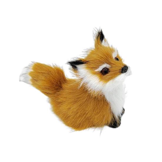 Niedliche Simulation Fuchs Lieblich Realistisch Mini Tierfigur Plüschtier Ornament Kunststoff Kunstfell Fuchs Figuren Tiermodell Ornament Autodekoration