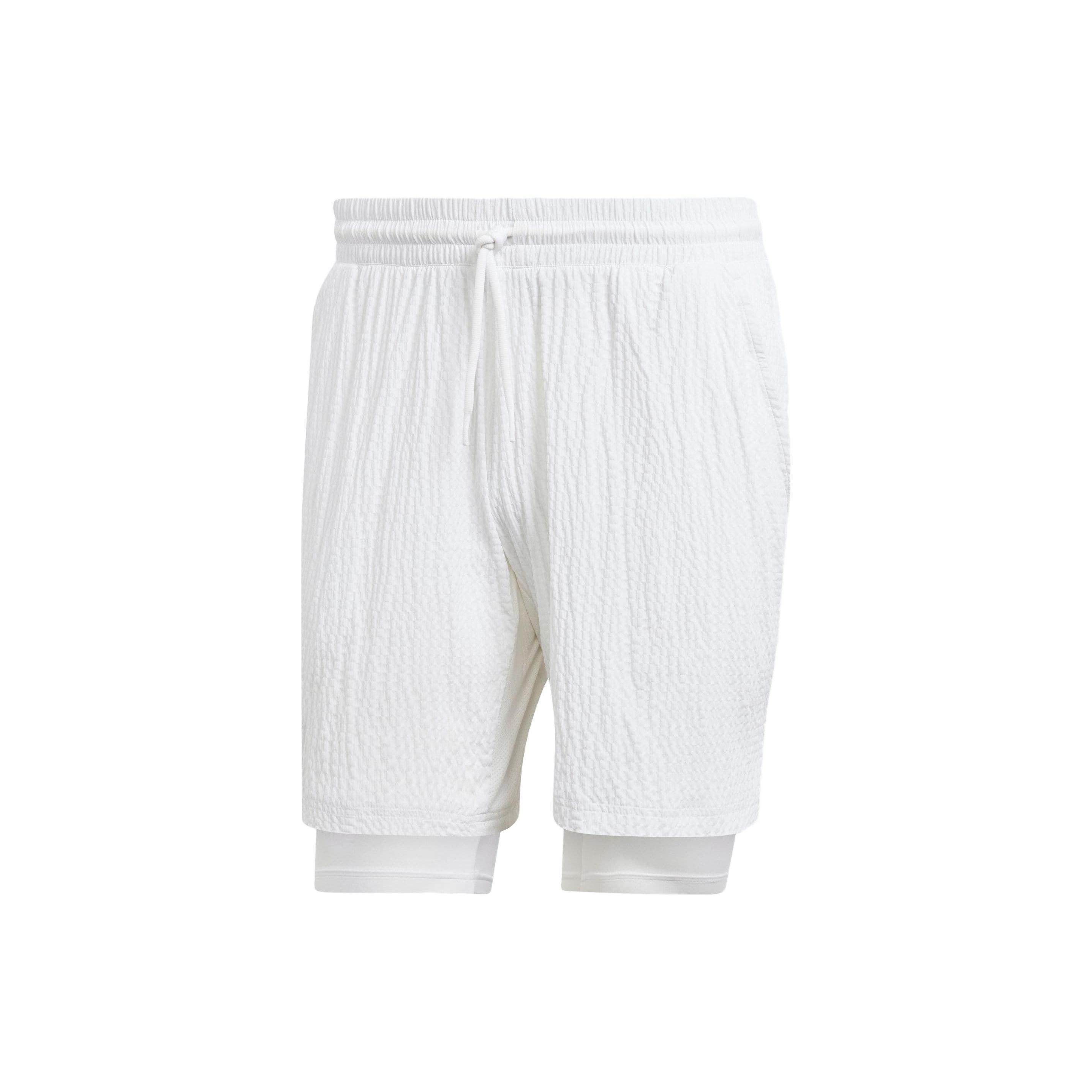 adidas AEROREADY Pro Two-in-One Seersucker Tennis Shorts White Men s IA7101 XXL