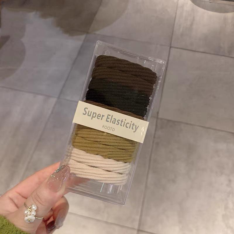 Women's Durable Leather-Covered Black Elastic Hair Ties: High-Elasticity Scrunchies, Hair Ropes & Rings