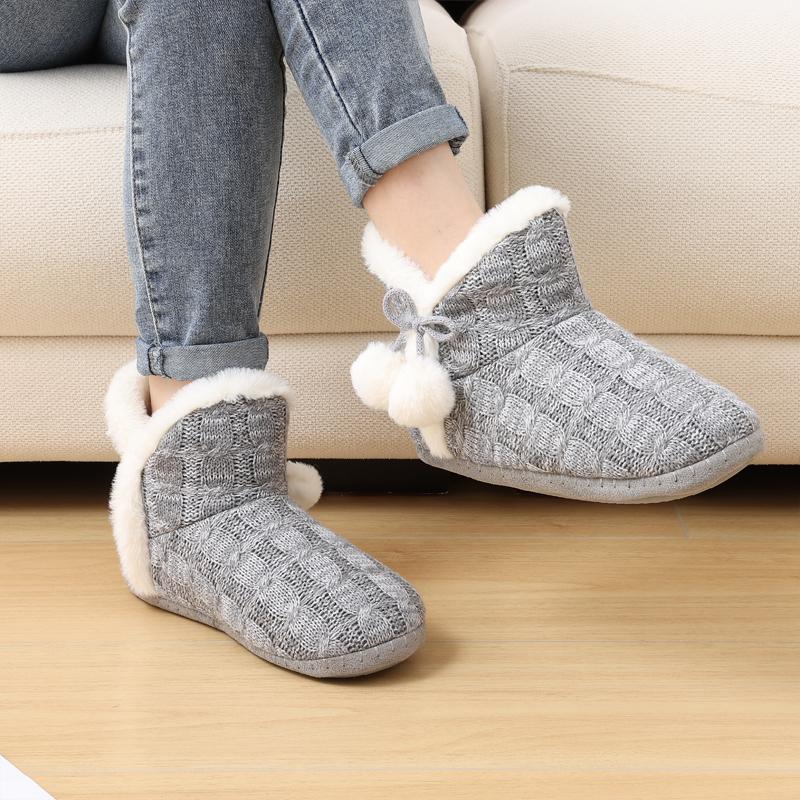 Fashion Shevalues Winter Plush Lining Snow Boots For Women Fashion Slippers Flat Bottom Cozy Ankle Boots Furry Warm Outdoor Cotton Boots