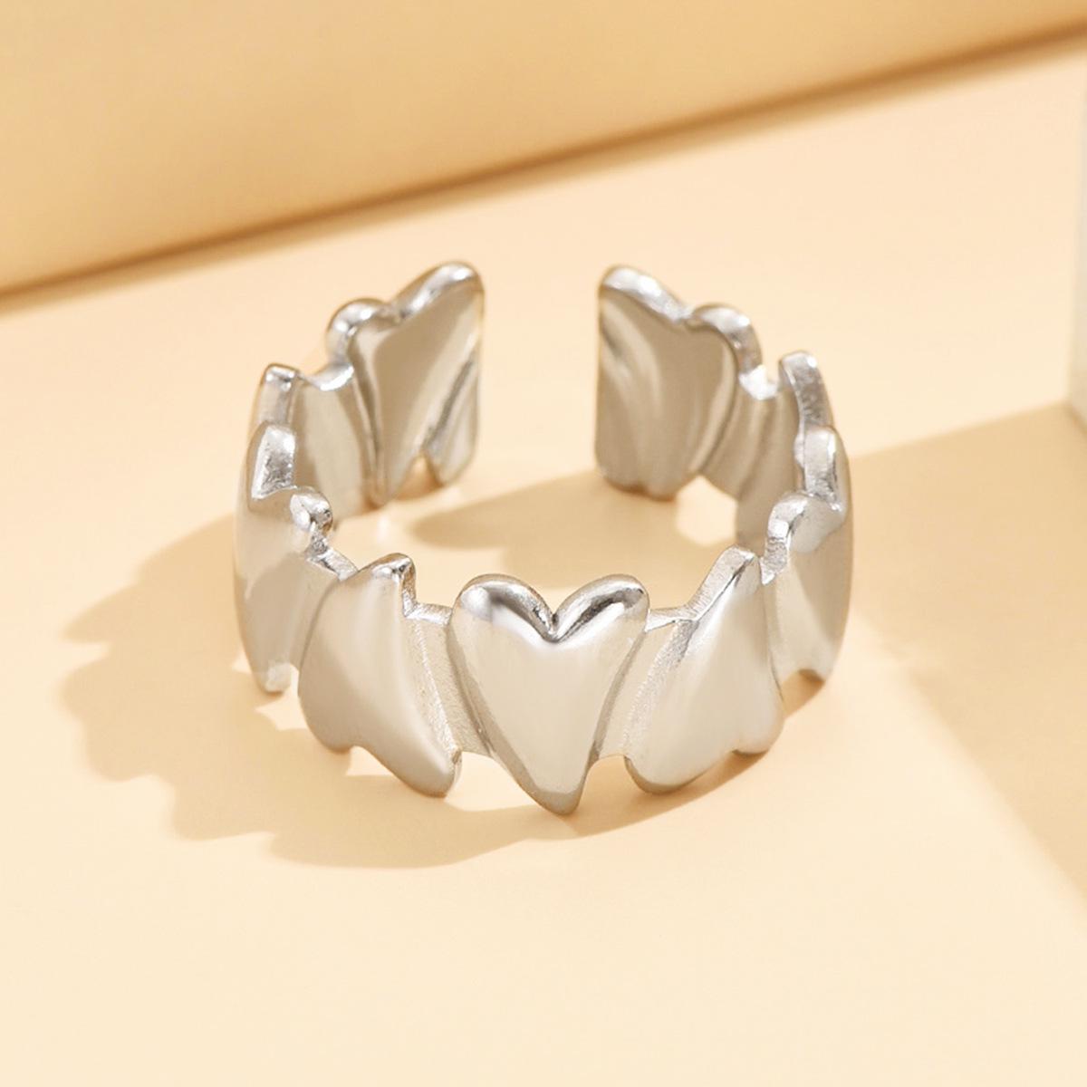 Women s Irregular Heart Ring, Versatile Open Heart Design, Stainless Steel with 18K Gold Vacuum Plating
