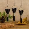 Black Agate Angel Dowsing Pendulum With Ring