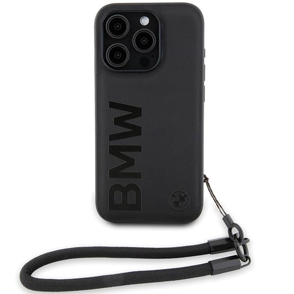 Bmw Bmhcp15L23Rmrlk Iphone 15 Pro 6.1 Czarny/Black Hardcase Signature Leather Wordmark Cord