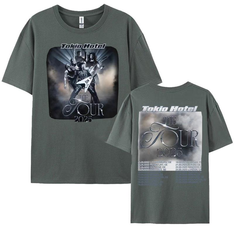 Rock Band Tokio Hotel Tour 2025 T-Shirt für Herren Harajuku Hip Hop Streetwear T-Shirt Unisex Mode Lässig Kurzarm T-Shirt