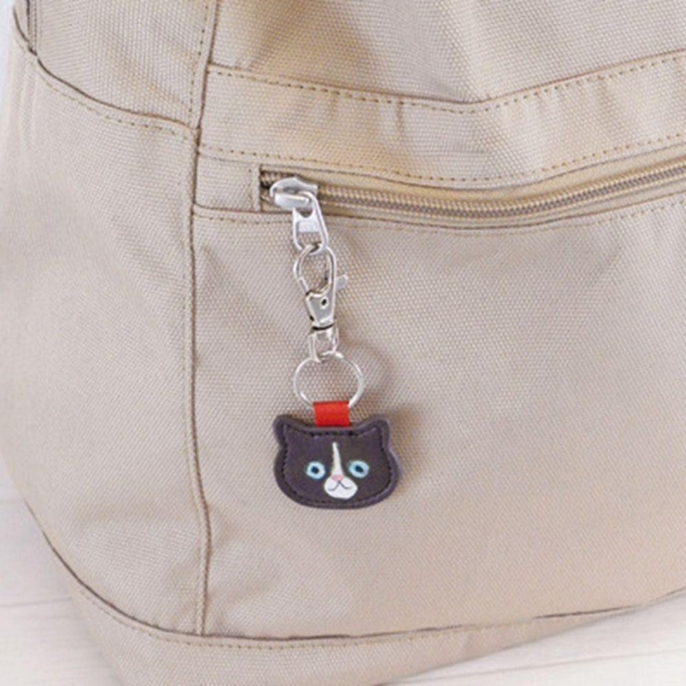 Leather Orange Cat Keychain Cartoon Animal Leather Cat Keychain Ginger Cat Pendant Backpack Decor