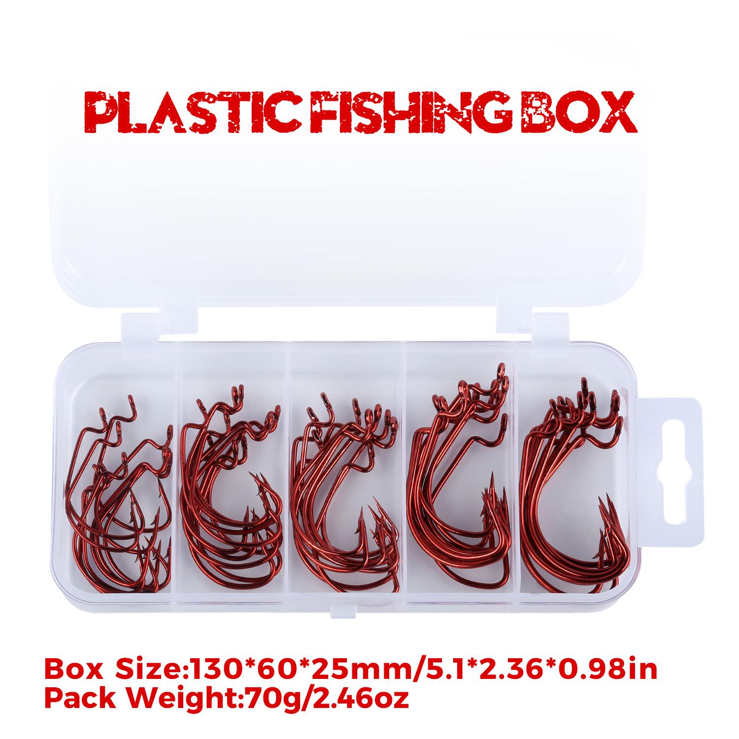 

Рыболовные крючки 50 шт., рыболовные приманки из нержавеющей стали, джиговые рыболовные крючки с бесплатной пластиковой коробкой красный