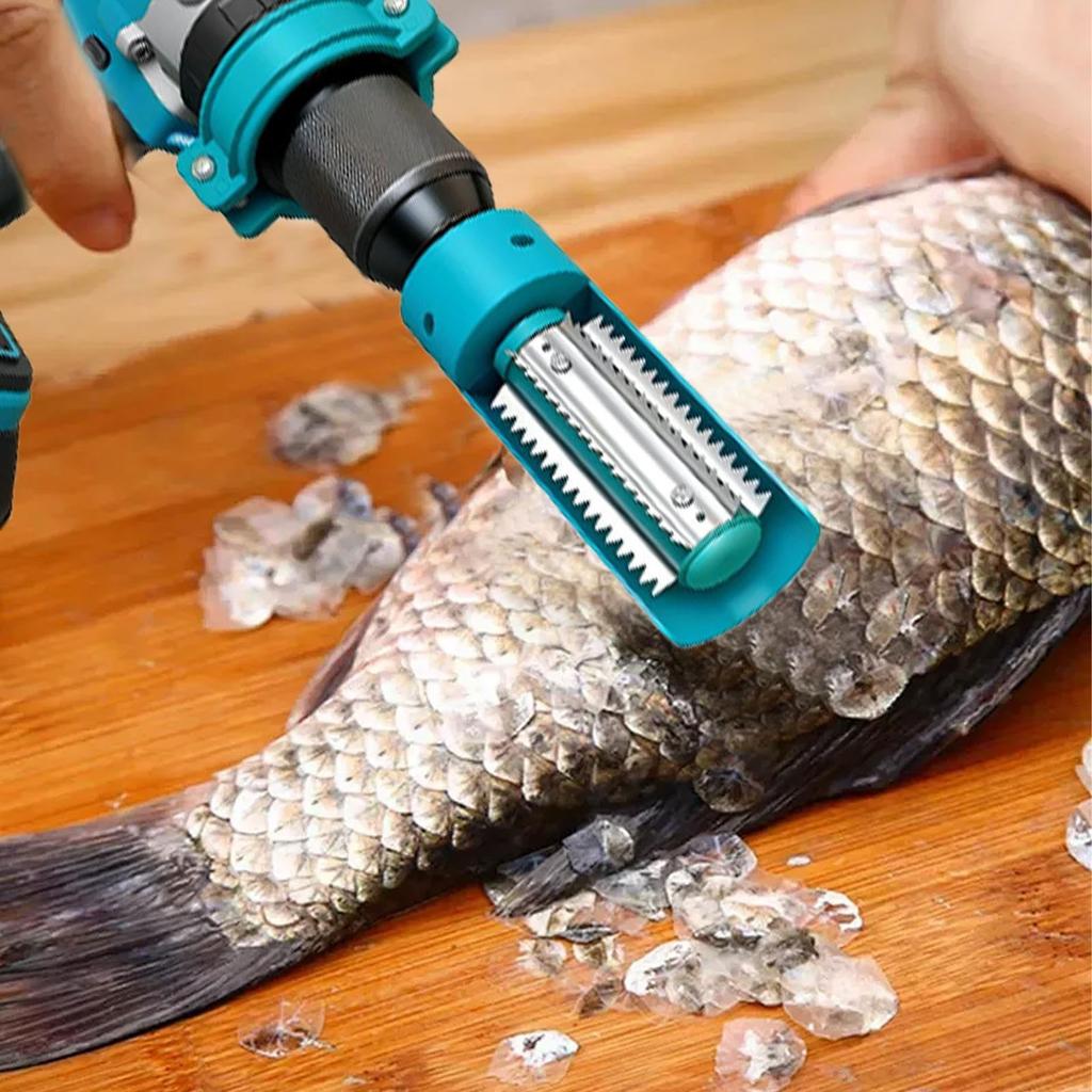 Electric Drill Fish Descaler Head Stainless Steel Blades Non Slip Cover Fish Scale Remover for Power Drill Fish Scale Remover