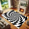 Black Rug Gothic Fantasy Carpet Dark Fire Area Rug Creature Decor Game Room Rug Red Black Spiral Rug Medieval Style Floor Mat