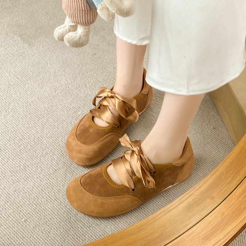 Fashion French Vintage Women 2025 Spring Fall Bow Ballet Shoes Mary Jane Shoes Soft Flat Casual Single Shoes