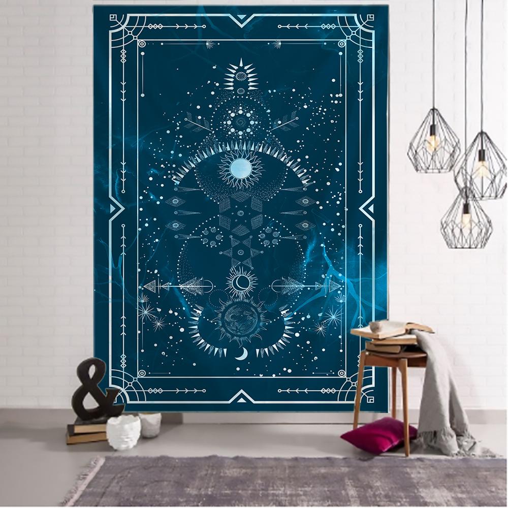 Witchcraft Tarot Tapestry Wall Hanging Colorful Sun Moon Starry Universe Psychedelic Tapiz Witchcraft Wall Cloth Tapestry