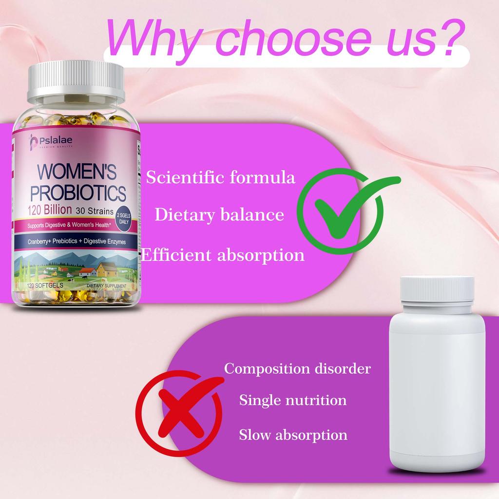 Capsule probiotiche contenenti mirtillo rosso e una miscela prebiotica supportano la salute generale e sono adatte sia per uomini che per donne.