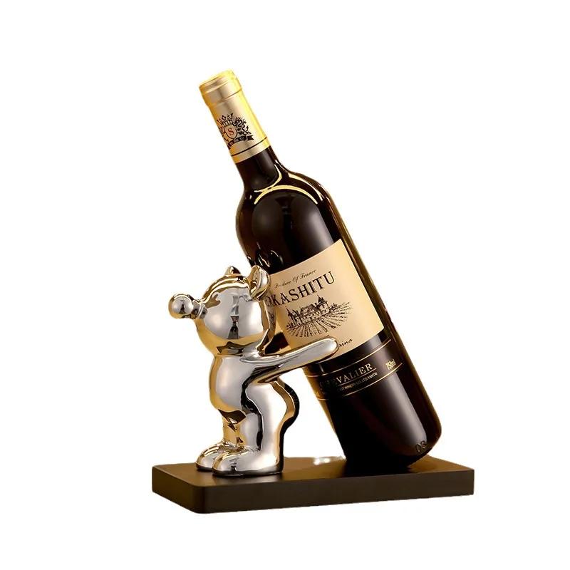 Ceramic Bubble Bear Wine Bottle Holder Countertop Storage Stand for Wedding Party Home Decor