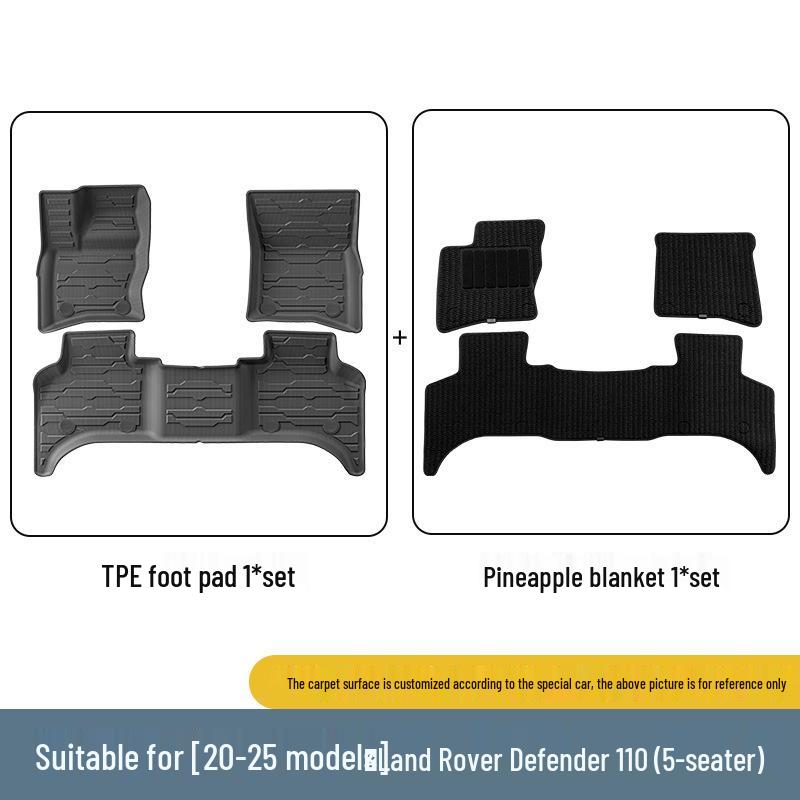 Fits 2020-2025 Land Rover Defender 110: All-TPE Floor, Trunk, and Seat Backrest Mats