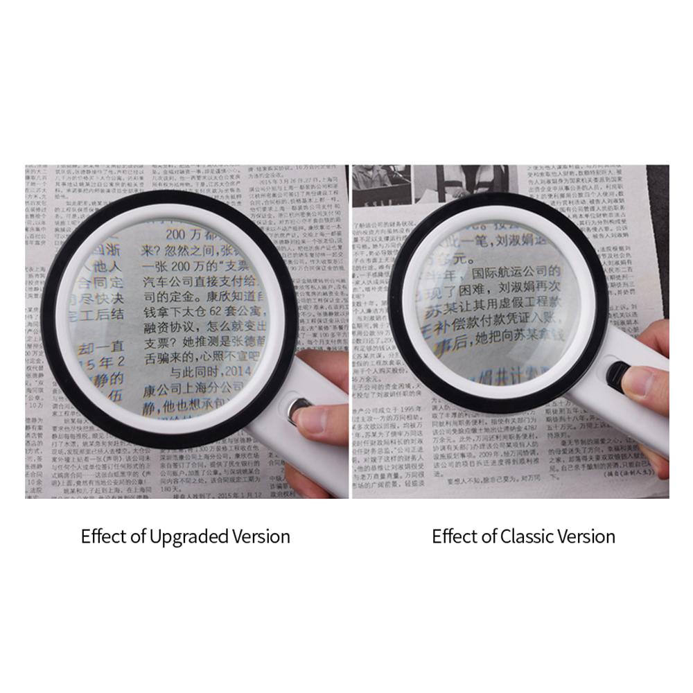 30X Handheld Magnifier High Definition with 12X Lights Lamp High Power for Map Reading Jewelry