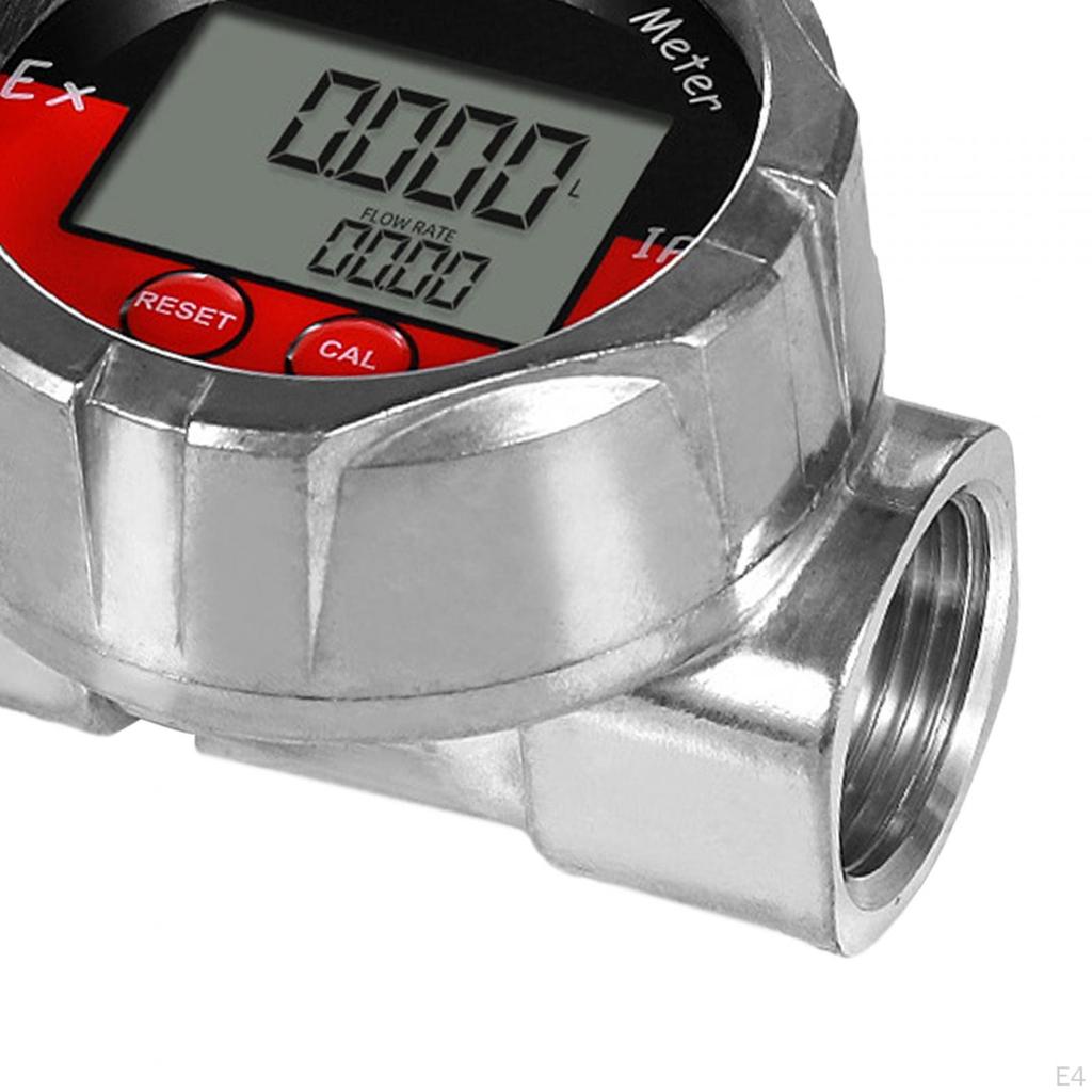Flow Meter Turbine Digital LCD Display Multipurpose 1inch NPT Thread High Precision Oil