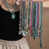 Bohemian Retro Ethnic Style Turquoise Necklace Female Western Denim Style Multi-Layered Wearing High-End Sweater Chain