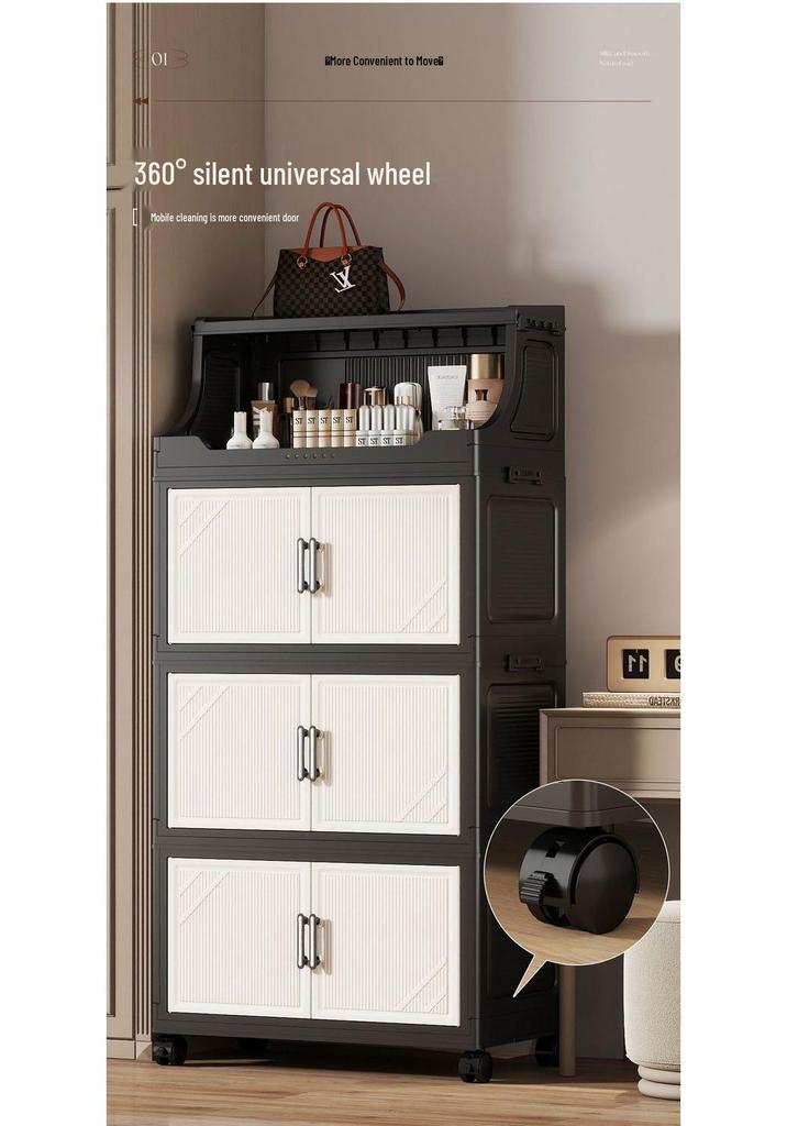 Foldable Multi-layer Storage Cabinet for Home: Ideal for Bedroom, Kitchen, or Bathroom