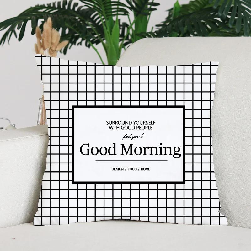 Nordic Minimalist Black and White Checkered Printed Pattern Cushion Cover for Home Living Room Sofa Decorative Pillowcase