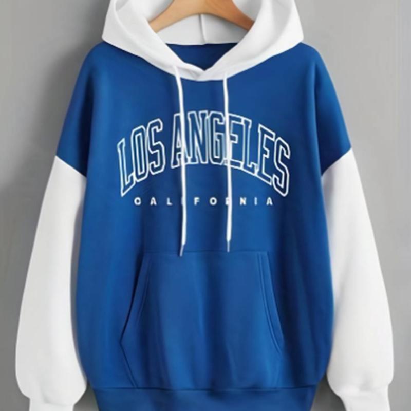 Womens Simplified Letters Print Loose Hoodie Tops Blouse Sweatshirt Casual Long Sleeve Pullover Tops