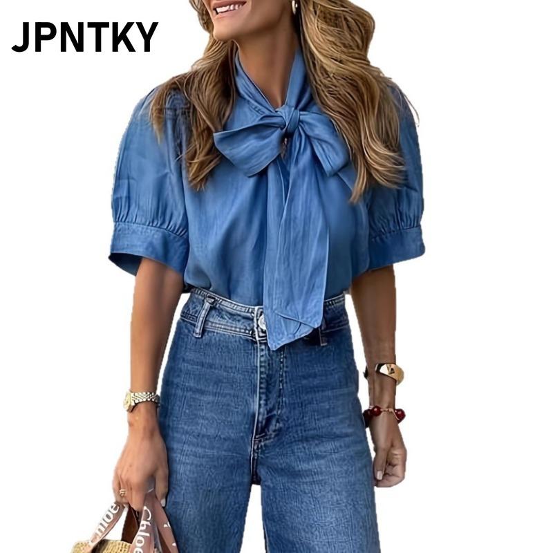 JPNTKY Women's Fashion Casual Short Sleeve Blouses & Shirts