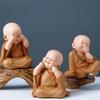 1pc Monk Figurines Car Decoration Crafts,Home Decor Kungfu Monks Figure Car Ornament Buddha Boy Accessories Figurines Tea Pet