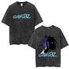 Washed Vintage Rock Band Gorillaz Face Graphic Tshirt Men Women Fashion Hip Hop Oversized T Shirt Mens Retro Gothic Streetwear